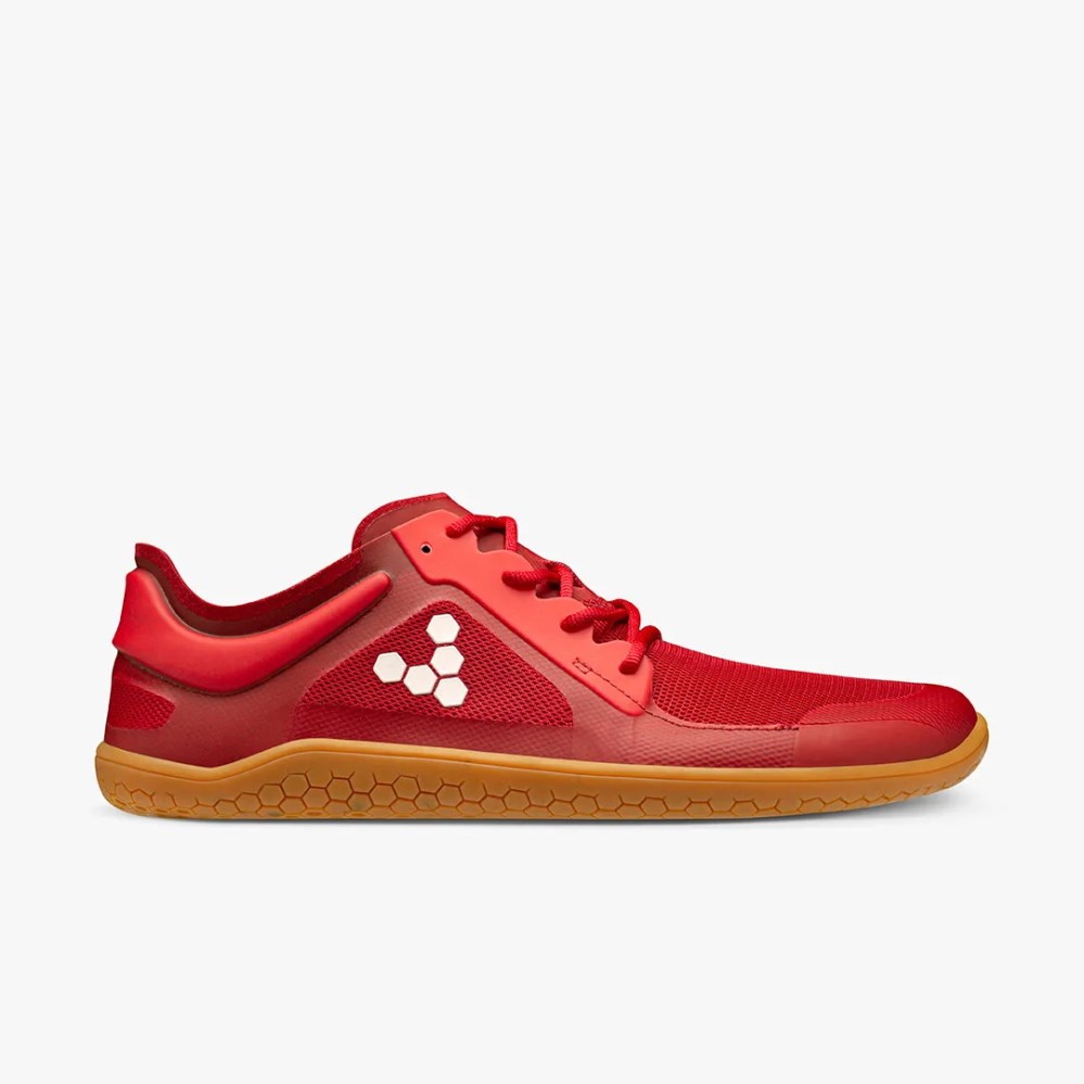Vivobarefoot Primus Lite III Mens Trainers Red UK AJGH